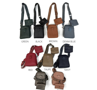 Vertical Small Double Zip Crossbody with Purse