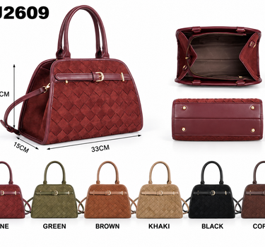 Textured faux suede bag