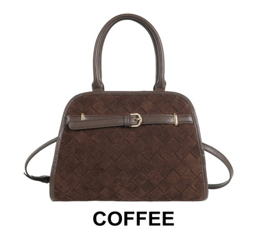 Textured faux suede bag