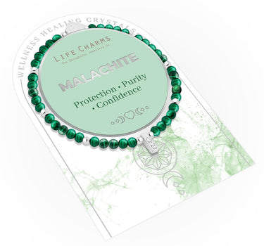 Malachite & silver beads healing crystals bracelet