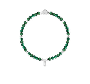 Malachite & silver beads healing crystals bracelet