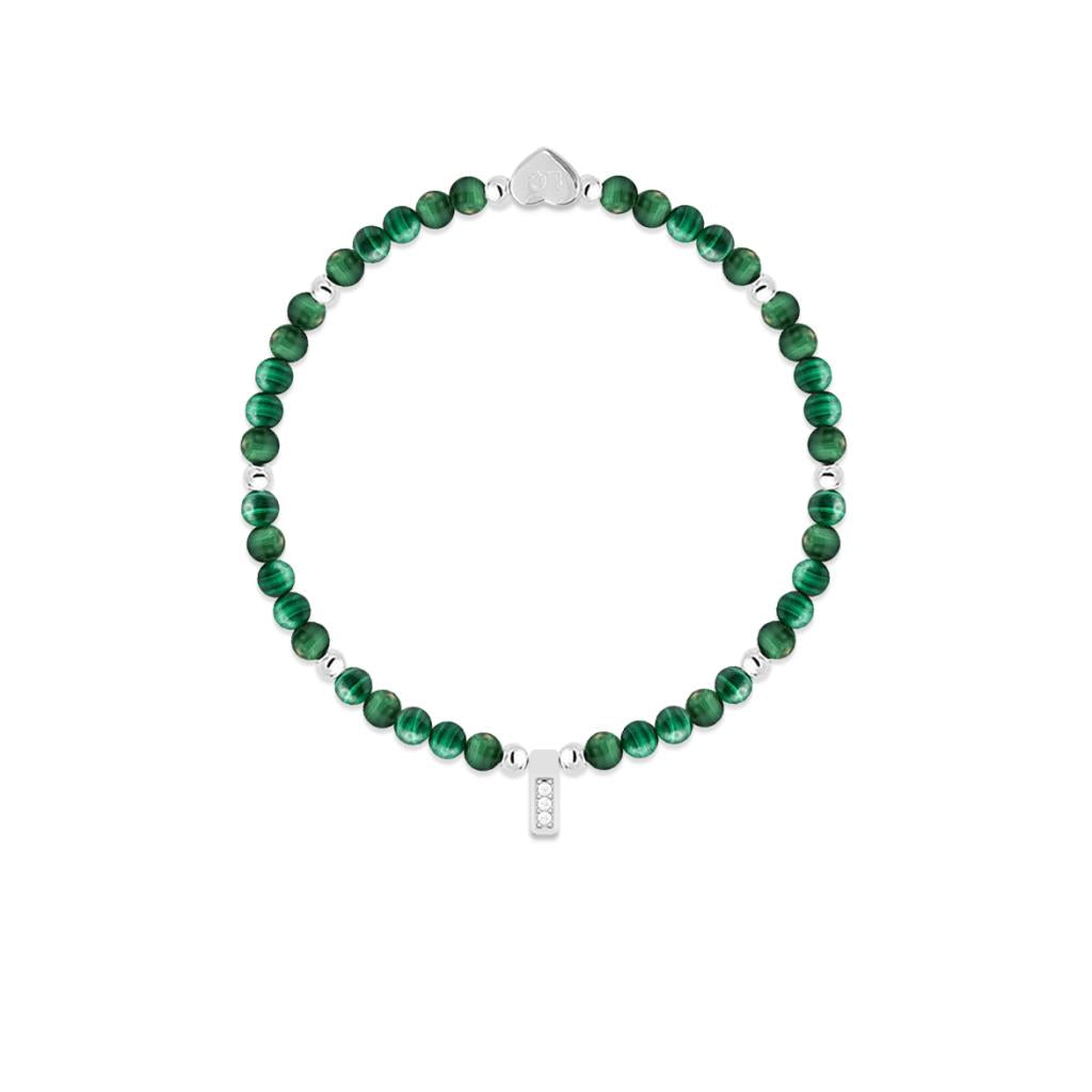 Malachite &amp; silver beads healing crystals bracelet