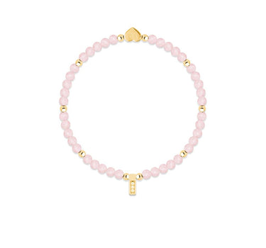 Rose Quartz & gold beads healing crystals bracelet