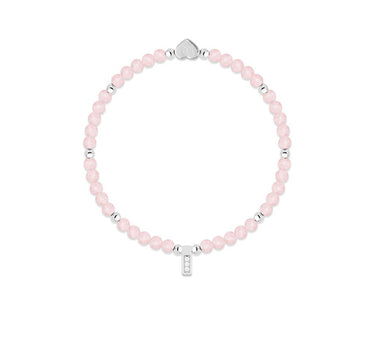 Rose Quartz & silver beads healing crystals bracelet
