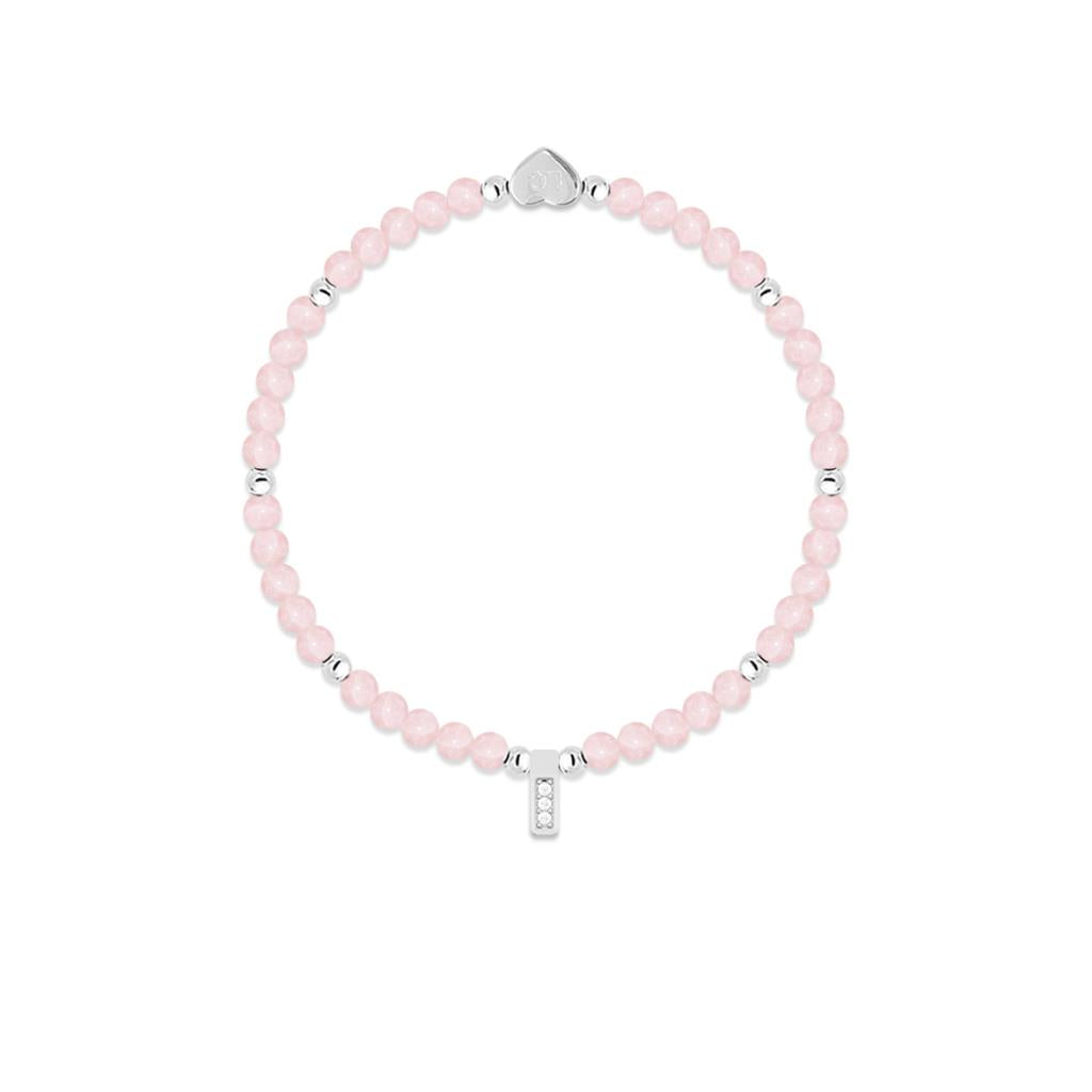 Rose Quartz &amp; silver beads healing crystals bracelet