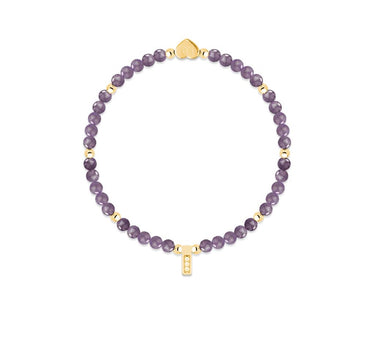 Amethyst & gold beads healing crystals bracelet