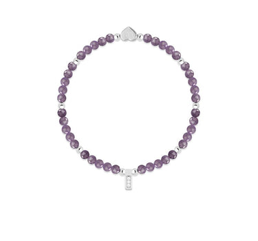 Amethyst & silver beads healing crystals bracelet
