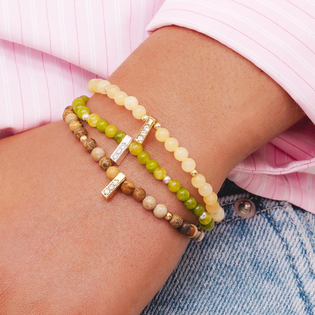 Picture Jasper &amp; gold beads healing crystals bracelet
