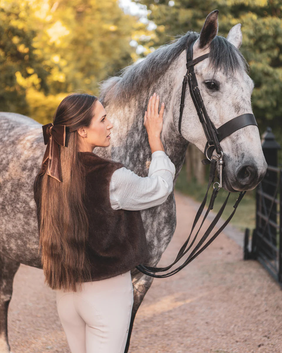 Bury Velvet Large Bow Hair Clip | Bear Brown
