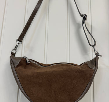 Suede Leather Round Shoulder Bag
