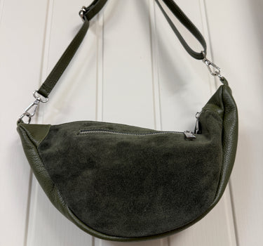 Suede Leather Round Shoulder Bag