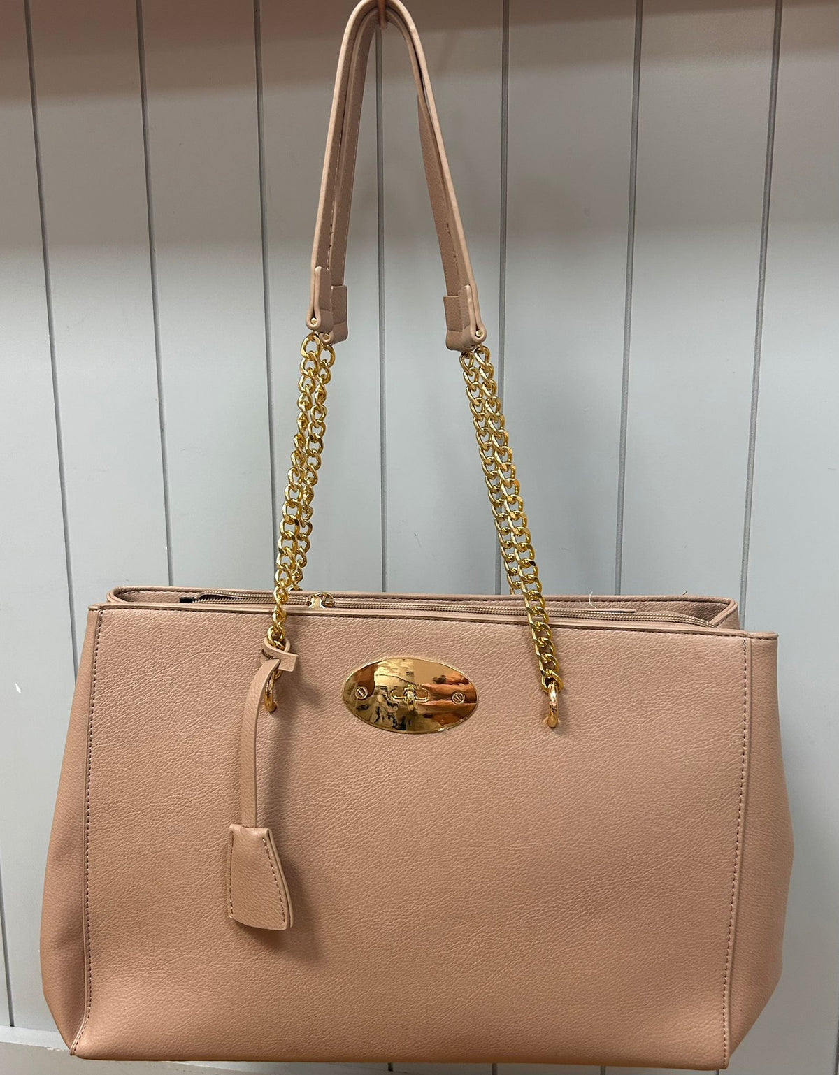 Slim tote bag with gold detail