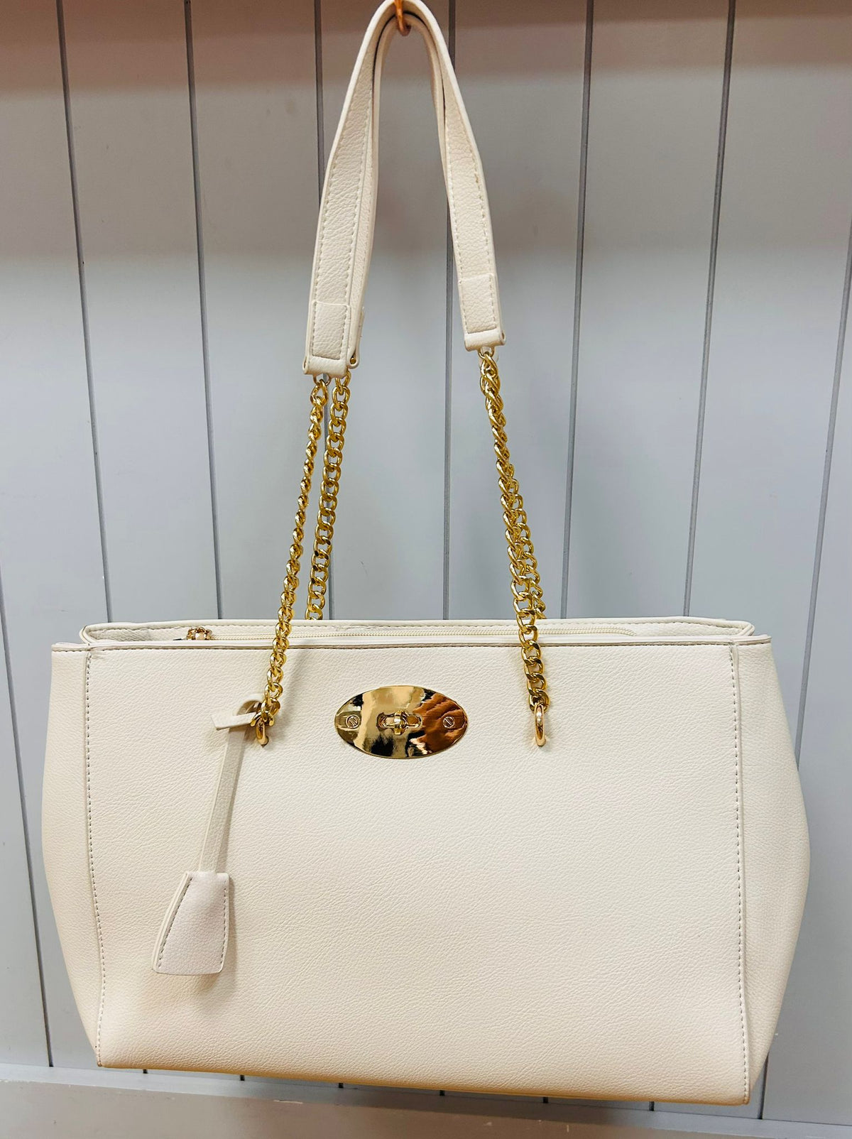 Slim tote bag with gold detail
