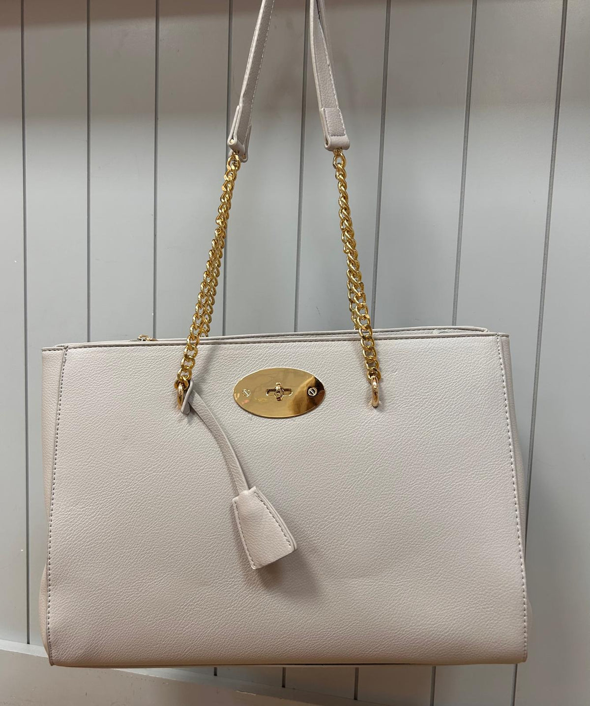 Slim tote bag with gold detail