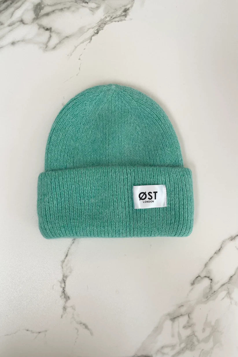 Clara Angora Beanie-Turquoise