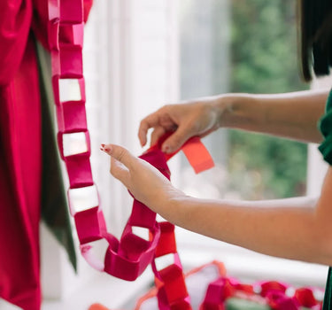 Cerise and festive red velvet ribbon chain