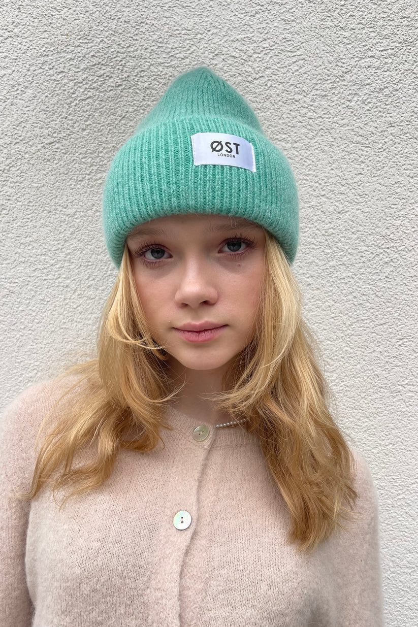 Clara Angora Beanie-Turquoise