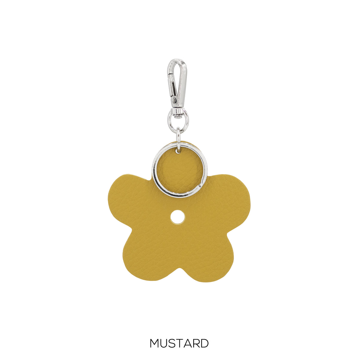 Leather Flower Keyring Plain