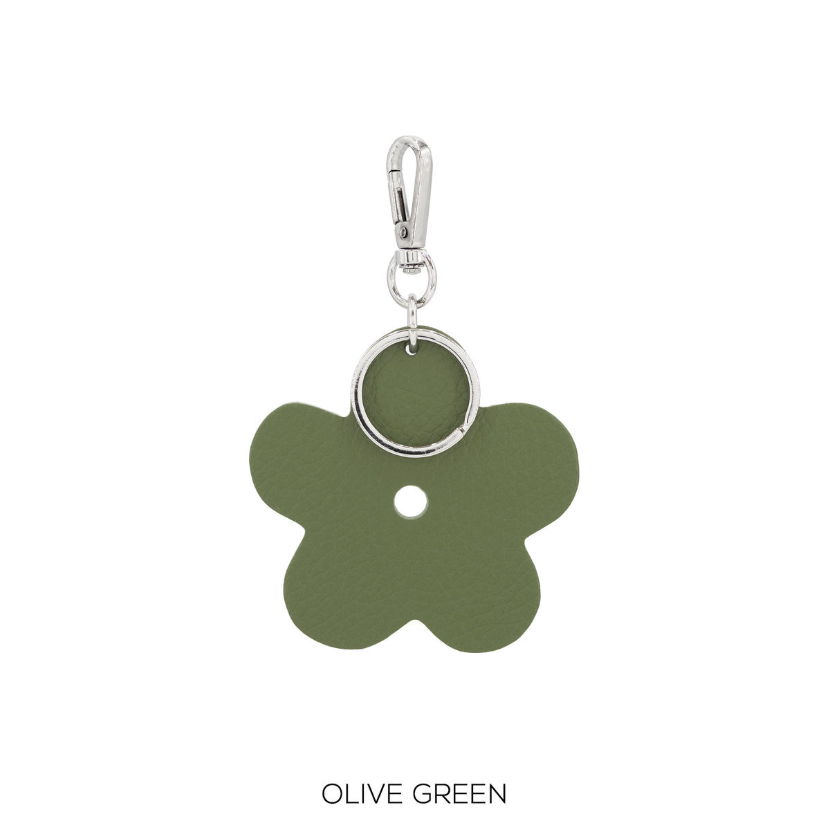 Leather Flower Keyring Plain
