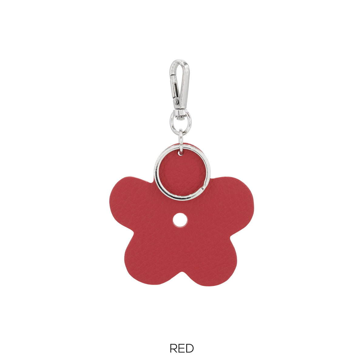 Leather Flower Keyring Plain