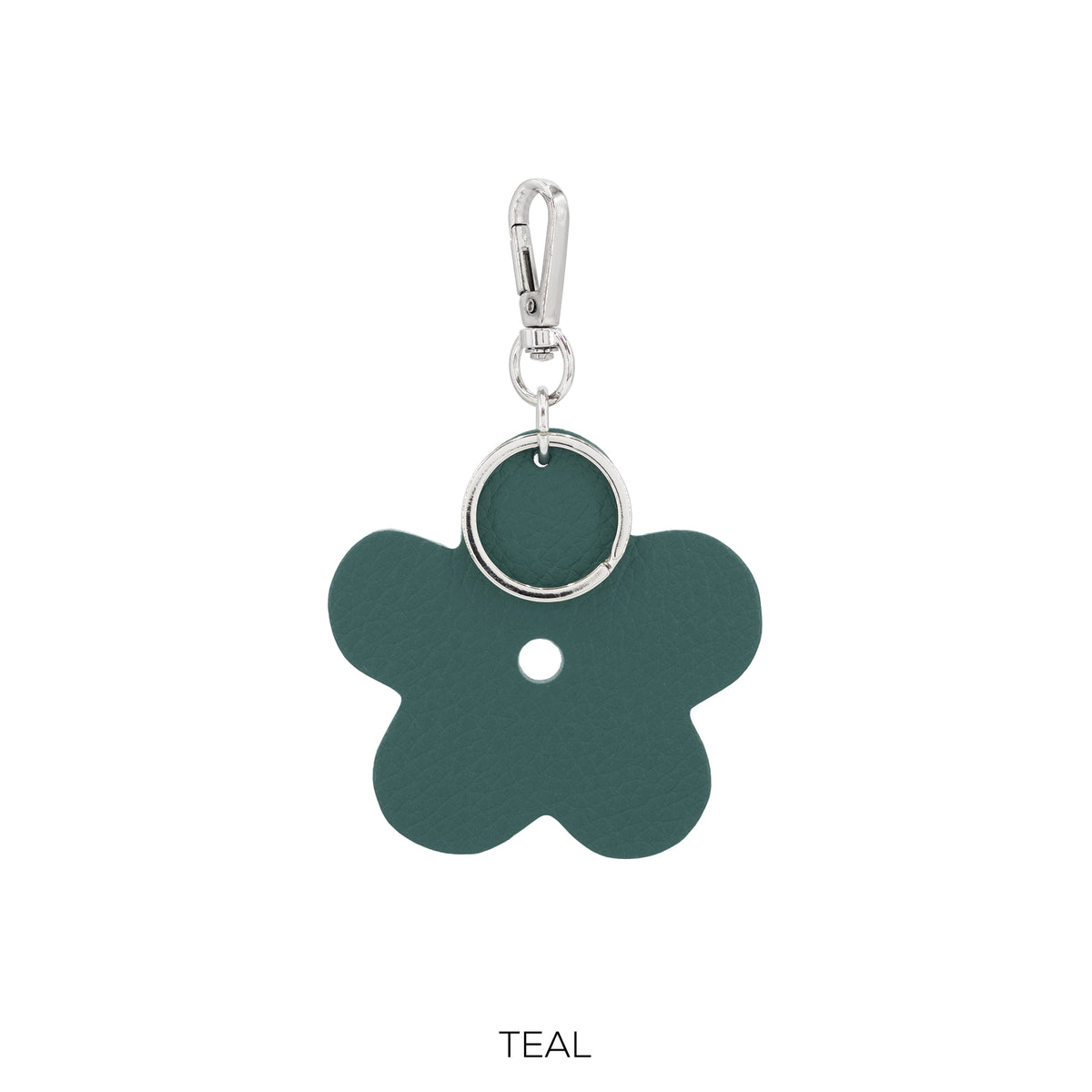 Leather Flower Keyring Plain