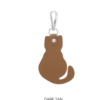 Leather Cat Keyring Plain