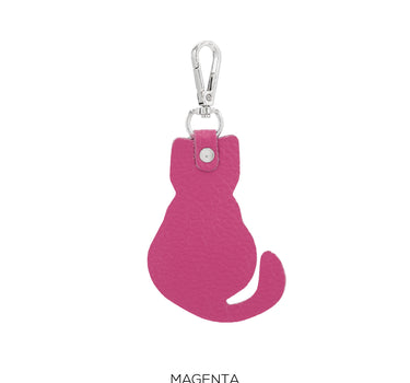 Leather Cat Keyring Plain