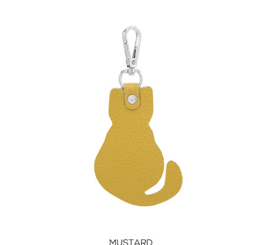 Leather Cat Keyring Plain