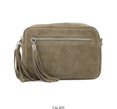 Suede Leather Rectangle Tassel Crossbody