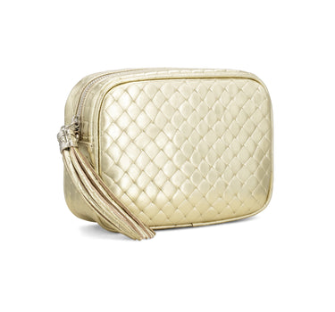 Leather Rectangle Tassel Crossbody Woven