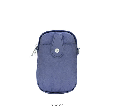 Metallic Leather Front Pocket Phone Pouch Crossbody