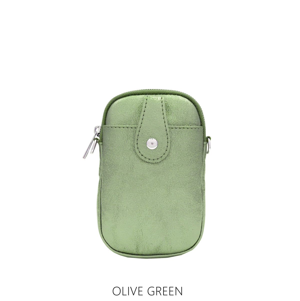 Metallic Leather Front Pocket Phone Pouch Crossbody