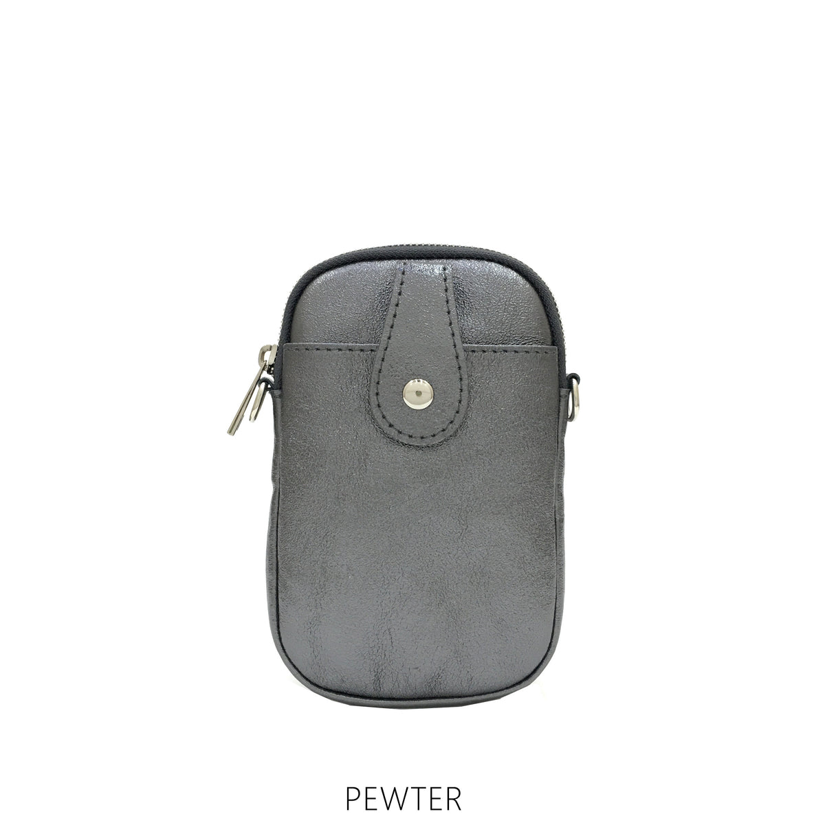 Metallic Leather Front Pocket Phone Pouch Crossbody