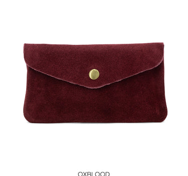 Large Suede Leather Button Purse