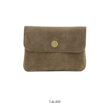 Suede Leather Button Purse