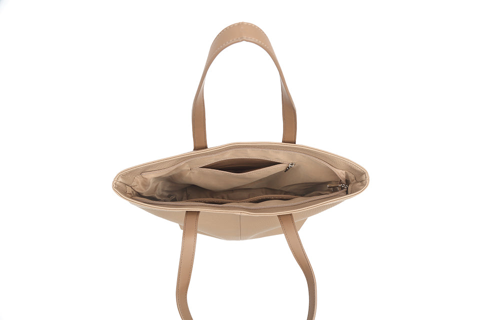 Tote shopper with tan handle