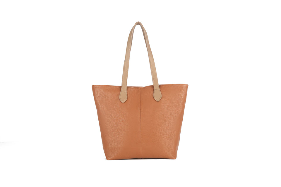 Tote shopper with tan handle