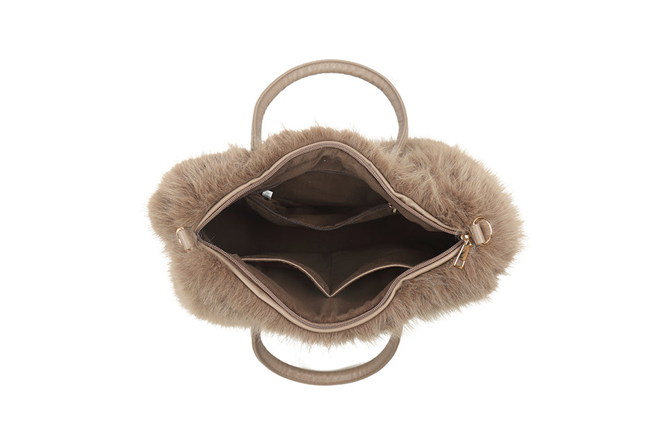 Fur leopard print bag