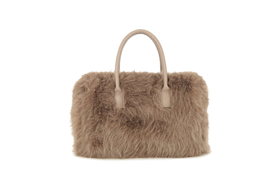 Fur leopard print bag