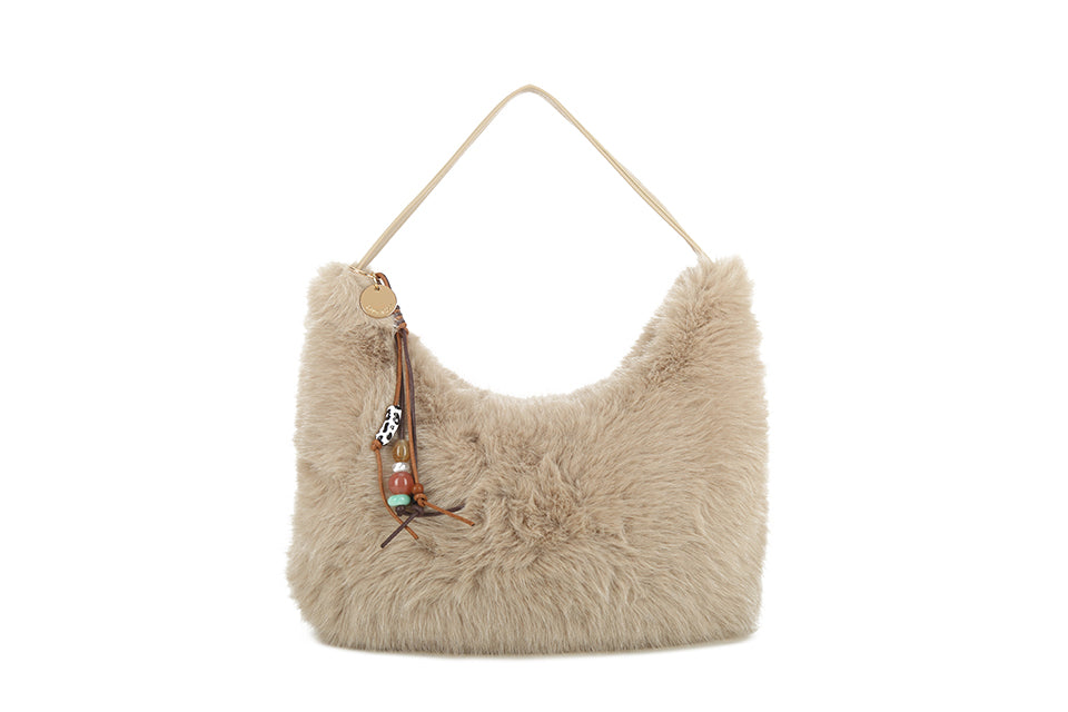 Faux fur shoulder bag