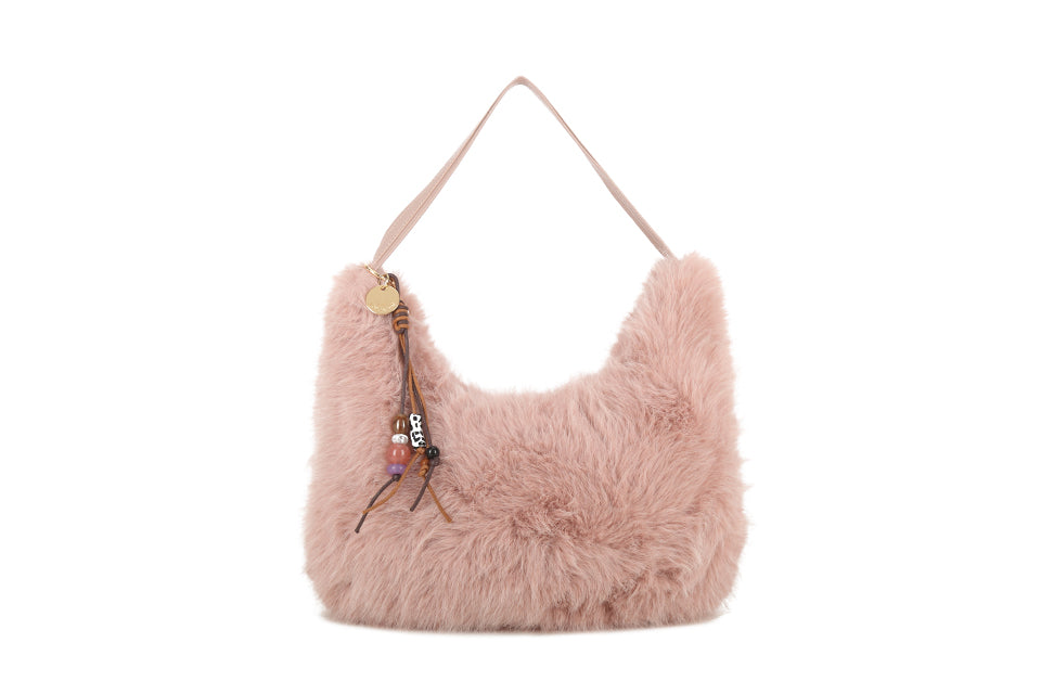 Faux fur shoulder bag