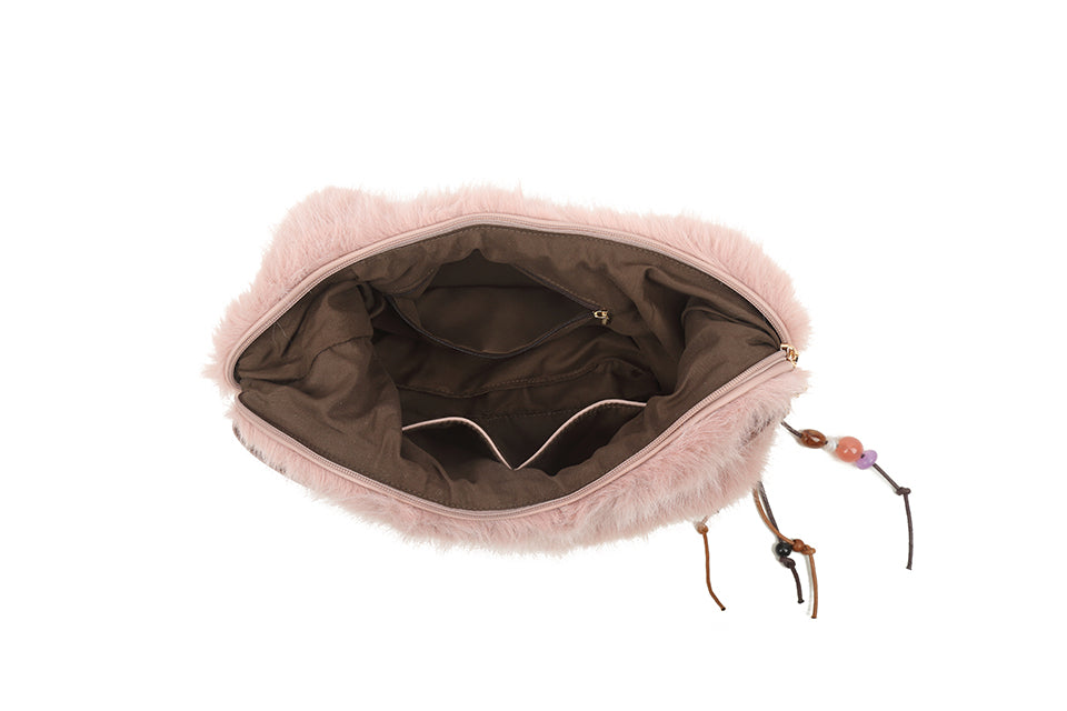 Faux fur shoulder bag