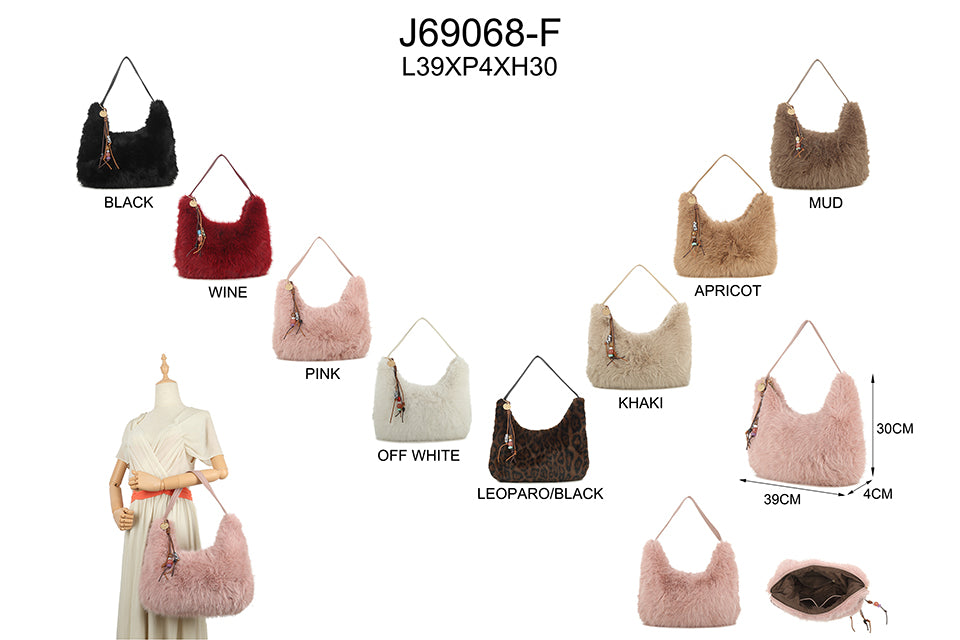Faux fur shoulder bag