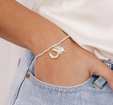 Just To Say Lots of luck clover and horseshoe charm bracelet