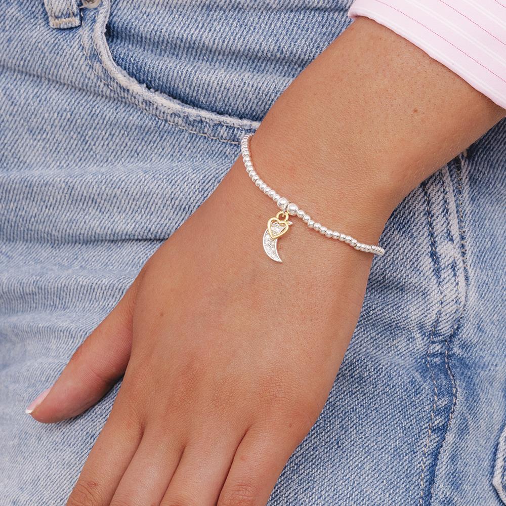 Just To Say Love You moon and heart charm bracelet