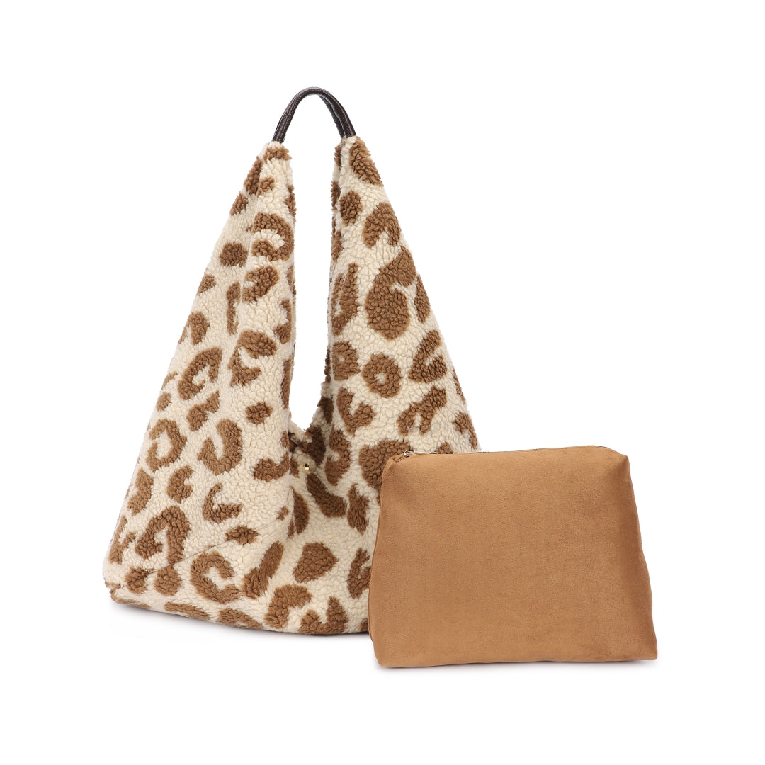 Large Teddy Animal Print Hobo Bag