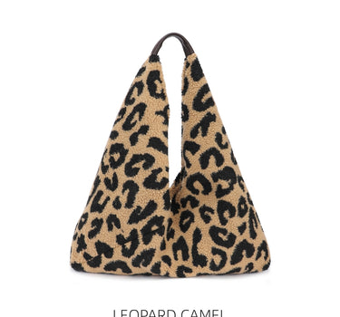 Large Teddy Animal Print Hobo Bag