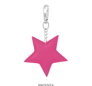 Leather star charm keyring