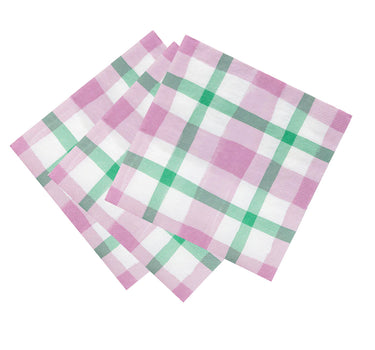 Mellow Lilac & Green Gingham Paper Napkins