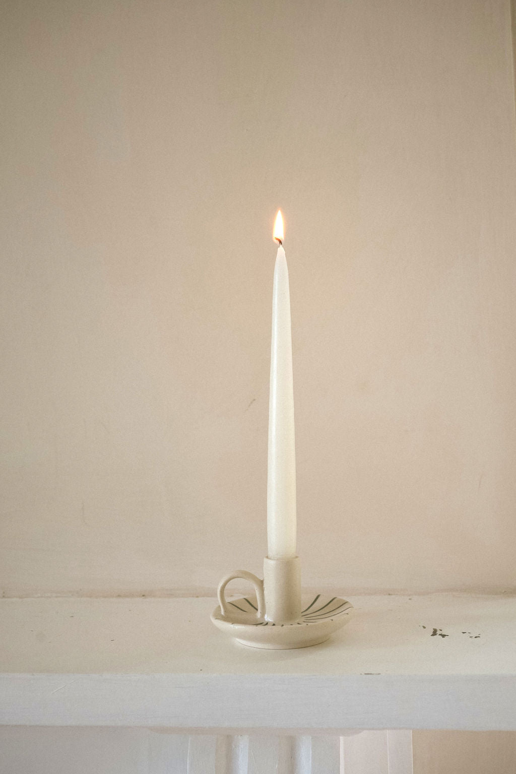 Wee willy winkee candle holder - pebble pinstripe